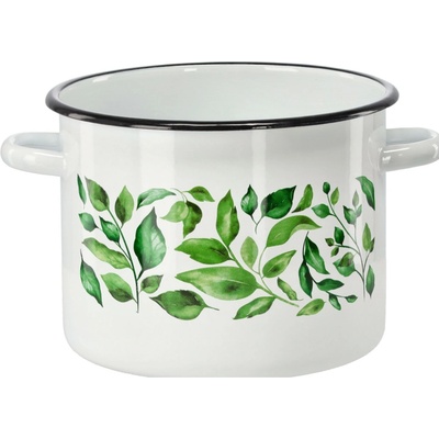 Pro-Tech shop Smaltovaný hrnec 5,5l 22cm bílý vzor fíkus 68448