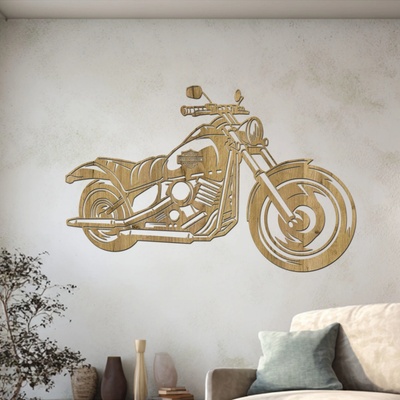 dřevo života Dřevěný obraz motorky Chopper Zvolte rozměr šxv (cm): 60x38, Zvolte barvu dekoru: Dub zlatý