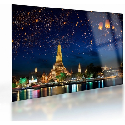 Skleněný obraz - Lampióny štěstí, Bangkok, jednodílný 70x50 cm na skle – Hledejceny.cz