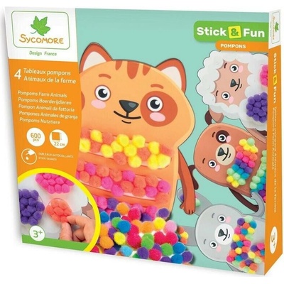 Sycomore Stick&Fun Zdobení bambulkami Hospodářská zvířata 4 ks
