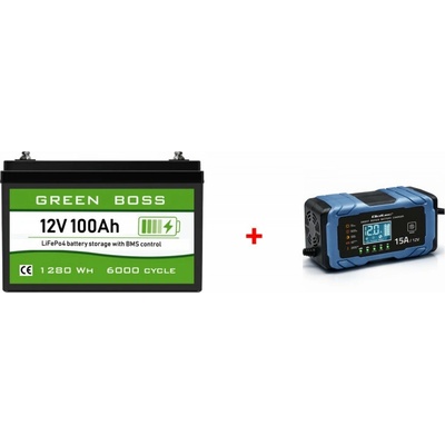 GREEN BOSS LIGHT LiFePo4 12V 100Ah s nabíječkou 15A
