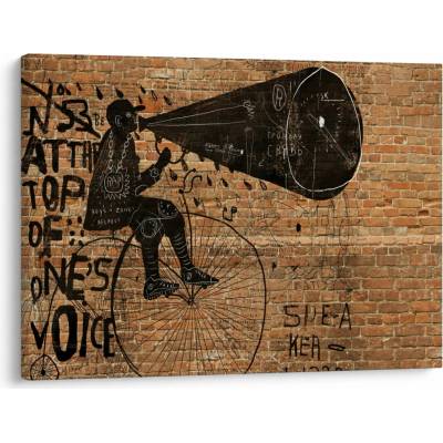 Obraz - Muž na bicykli v Banksyho štýle, jednodielne 70x50 cm