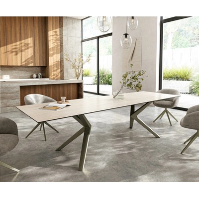 DELIFE Edge 300 x 100 keramika Laminam Travertino Bianco krémově bílá pilíř kov titanová barva