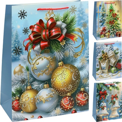 JUNIOR Darčeková taška vianočná 40x30x12 cm (mix 4 dizajnov - /cena za 1 ks)
