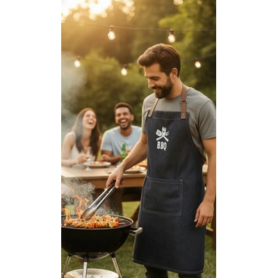 Forbyt Zástěra kuchyňská s kapsou Jeans Mastercheaf černá