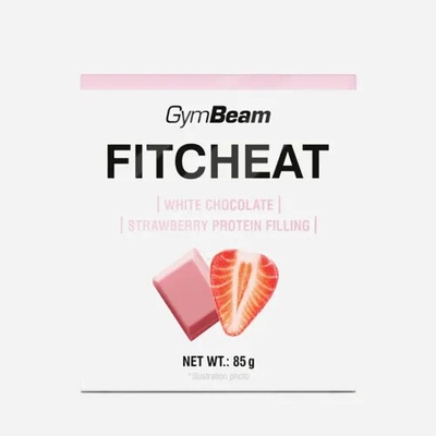 GymBeam Fitcheat proteinová bílá čokoláda a jahoda 5 x 80 g