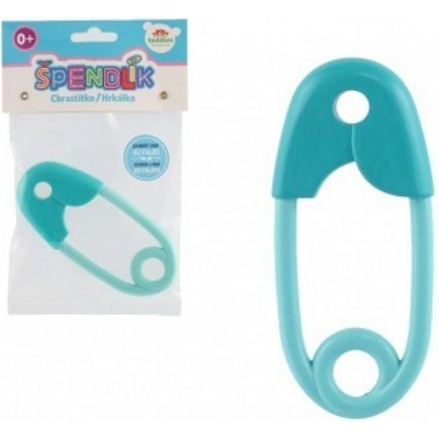 Teddies Chrastítko špendlík plast 12cm tyrkysové 12x19cm