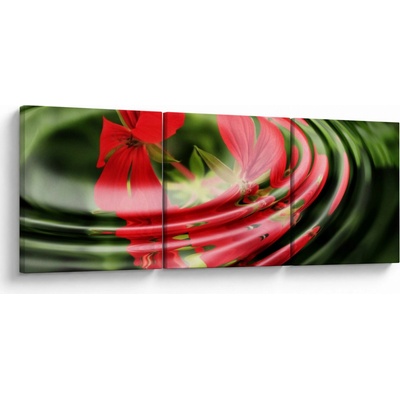 Abstraktní obraz - květy ve vlnách, třídílný 120x40 cm
