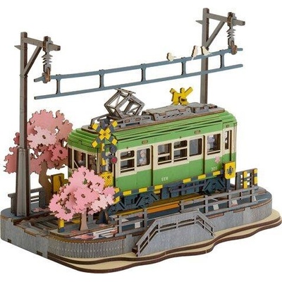 ROBOTIME Rolife DIY Svítící 3D dřevěné puzzle Stanice se sakurami 223 ks
