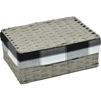 Vingo Úložný box s vekom sivý 53x33 cm v. 19 cm