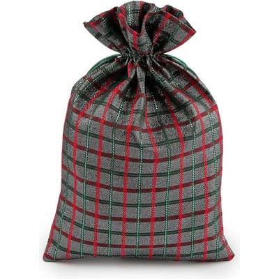 Prima-obchod Vánoční dárkový pytlík káro s lurexem 20x30 cm barva 1 stříbrná