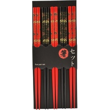 Oriental Čínské jídelní hůlky Japonský vějíř 5 ks dřevo kulaté 22,5 cm