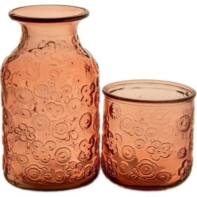 Lahev|vázička FLORA, pr.9x21cm/0,655L, růžová|Vidrios San Miguel|Recycled Glass