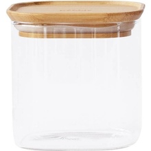 Pebbly Dóza PKV-005 skleněná čtverec bambusové víko 800 ml 11 x 11 x 11 cm