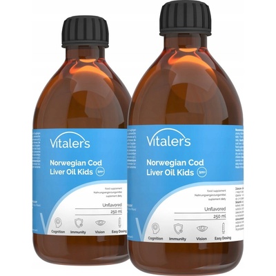 Vitaler's Norský rybí olej junior bez zápachu Omega-3 pro děti DHA 250 ml