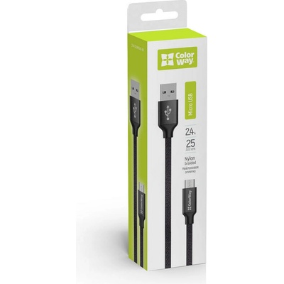 ColorWay CW-CBUM048-BK USB MicroUSB 2.4A, 25cm, černý