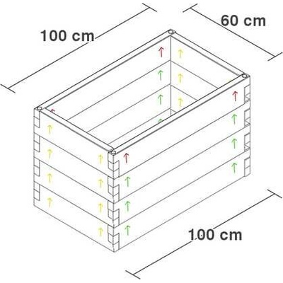 ZvP Modulární vyvýšený záhon Obdélník 64 cm 60 cm 100 cm