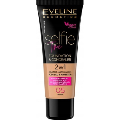 Eveline Selfie Time 2in1 Foundation & Concealer 06 Honey dlouhotrvající make-up 2v1 30 ml