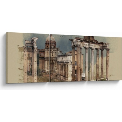 Obraz - Forum Romanum, Rím, Taliansko, trojdielne 90x30 cm