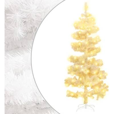 vidaXL Špirálový osvetlený vianočný stromček+stojan, biely 150 cm, PVC