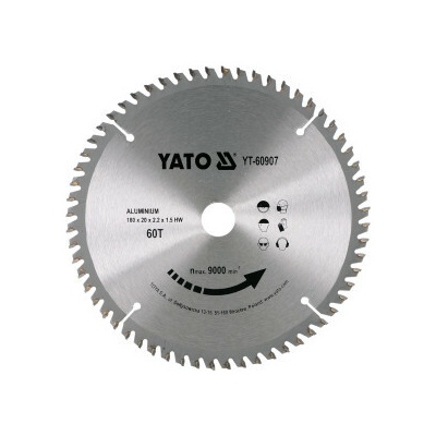 Kotouč na hliník 180 x 20 mm 60z Yato YT-60907