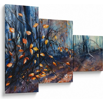 Obraz - Lúče jesenného slnka (s hodinami), trojdielne 90x70 cm s hodinami