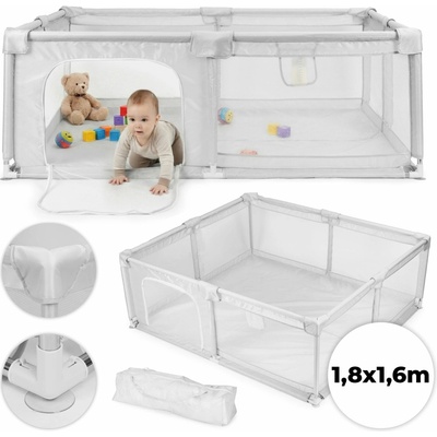 Ecotoys PP008-1816 Dětská ohrádka s přepravní taškou 180 × 160 cm šedá