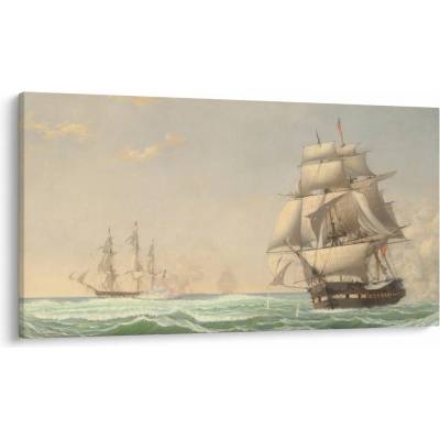 Obraz - Fitz Henry Lane, The United States Frigate President Engaging the British Squadron, reprodukcia, jednodielne 120x70 cm