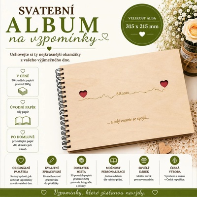 Svatební album „A celý vesmír se spojil“ | Dřevěné fotoalbum se jmény – Hledejceny.cz