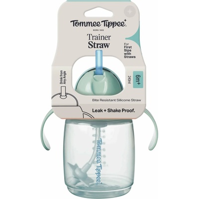 Tommee Tippee Trainer Straw tréningový hrnček so závažím Green 240 ml