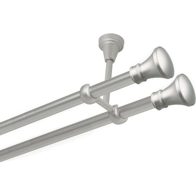 OK-GarnýžeCZ Garnýž kovová dvouřadá 19mm Koloseo double satina 370 cm do stropu / na tunýlek - bez kroužků
