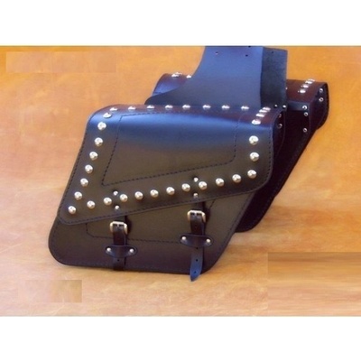 Kožené brašny na moto S28, 28 x 26 x 15cm - nýty a třásně – Hledejceny.cz