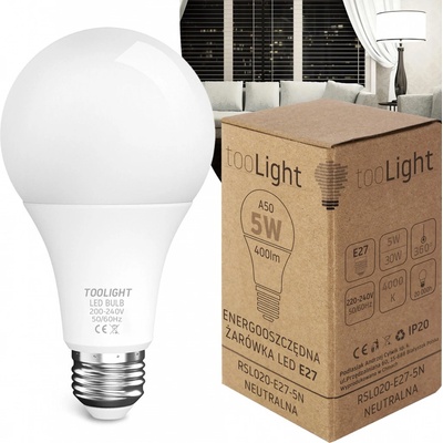 Toolight, LED žiarovka E27, 5W, 400lm, 4000K neutrálna biela, RSL020, OSW-20005
