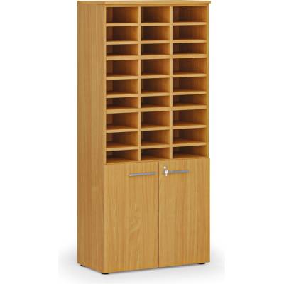 B2B Partner Třídicí regál s dveřmi PRIMO WOOD, 800 x 420 x 1781 mm 27 přihrádek buk