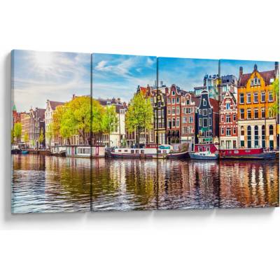 Obraz - Tancujúce domy, Amsterdam, štvordielne 160x80 cm