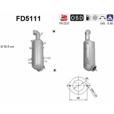 Filter sadzí pevných častíc výfukového systému AS FD5111