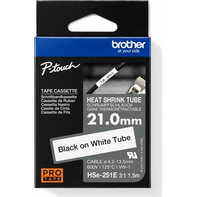 BROTHER smršťovací bužírka - HSE-251E bílá pro H300 H500 E550 P700 P750 D800 P900 P950 - 21mm / 4,2-13,5mm / 3:1