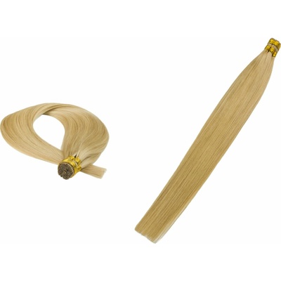 Přírodní blond vlasové prameny BestHair s kroužkem, délka 60 cm