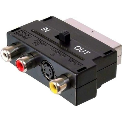 PremiumCord Adapter SCART-3x cinch + S-video s prepínačom IN / OUT