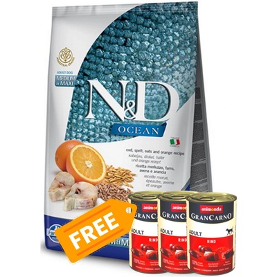 N&D Ocean Dog Adult Medium & Maxi Low Grain Cod Spelt Oats & Orange 12 kg