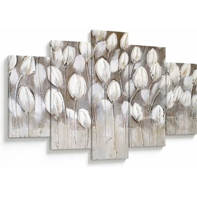 Obraz - Štruktúrované tulipány, päťdielne 150x105 cm