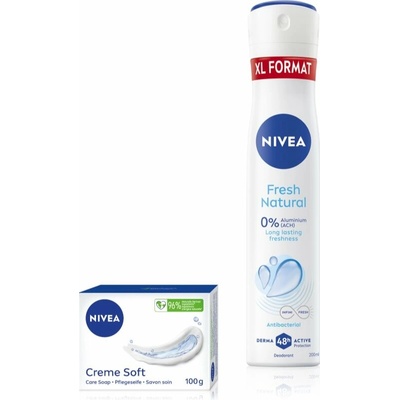 Nivea Creme Soft tuhé mýdlo 100 g + Fresh Natural deospray 200 ml kosmetická sada – Hledejceny.cz