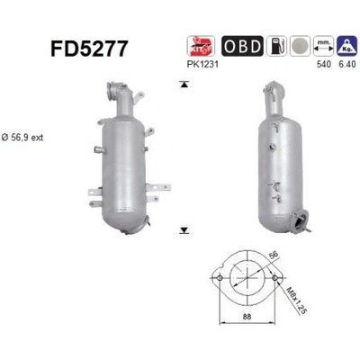 Filter sadzí pevných častíc výfukového systému AS FD5277