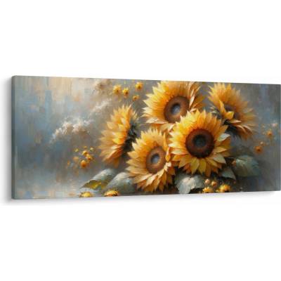 Obraz - Malba slunečnic, jednodílný 120x50 cm