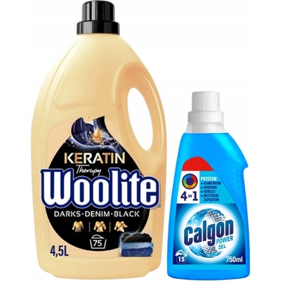 Woolite tekutý prací prostředek Dark Jeans 4,5 l 75 PD + Calgon 750 ml
