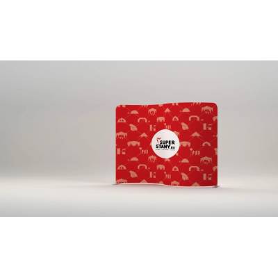 Textilná stena, prezentačná zahnutá zástena - RED Serpentine 22 - 300 x 235 cm, Komplet ( rám + potlač grafiky )