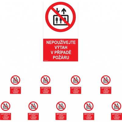 Walteco Nepoužívejte výtah v případě požáru, 80x150mm, samolepka Množství: 10 ks , 20009BP2