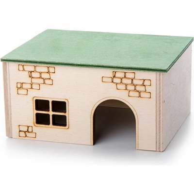 JK ANIMALS drevený domček kváder pre škrečky 13 x 10 x 7 cm