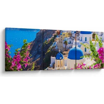 Obraz - Santorini, Grécko, trojdielne 120x40 cm