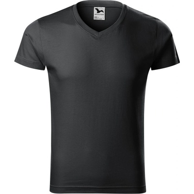 Malfini pánské tričko Slim Fit V-neck Ebony gray